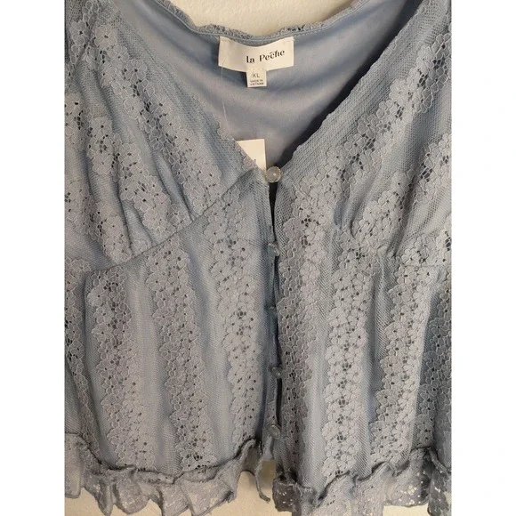 XL La Peche Y2K Babydoll Cottagecore Coquette Lace Floral Dainty Boho  Juniors - Picture 3 of 8